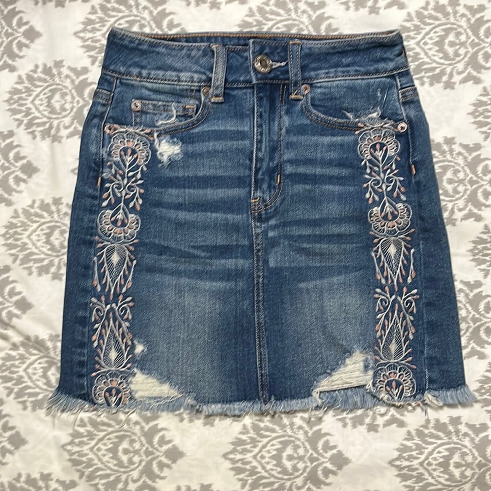 American Eagle Distressed Denim Skirt